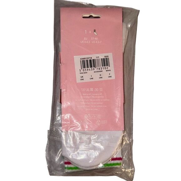 Juicy Couture White & Pink VIVA LA JUICY Women’s Ribbed Crew Athletic Socks - Picture 8 of 11